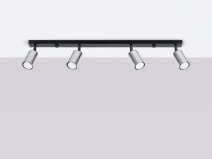 Miniaturka 2 - Plafon czteropunktowy czarno-chromowany z listwą w aranżacji sufitu na szarym tle