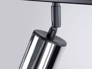 Miniaturka 4 - Detal przegubowego mocowania chromowanego reflektora plafonu czteropunktowego zbliżenie