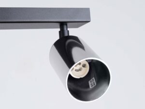 Miniaturka 4 - Detal chromowanego reflektora plafonu sześciopunktowego z gniazdem GU10 zbliżenie