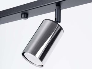 Miniaturka 7 - Chromowany reflektor cylindryczny plafonu z czarnym przegubem zbliżenie