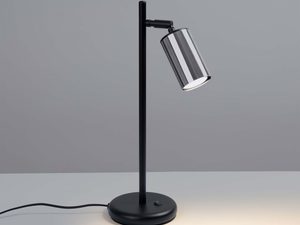 Miniaturka 2 - Chromowana lampa stojąca biurkowa z okrągłą podstawą i kablem