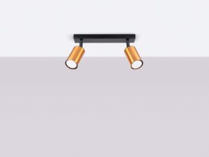 Miniaturka 1 - Plafon dwupunktowy czarno-złoty z cylindrycznymi reflektorami na szarym tle