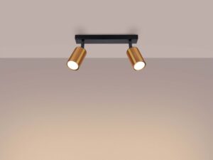 Miniaturka 2 - Plafon sufitowy dwupunktowy czarno-złoty świecący ciepłym światłem