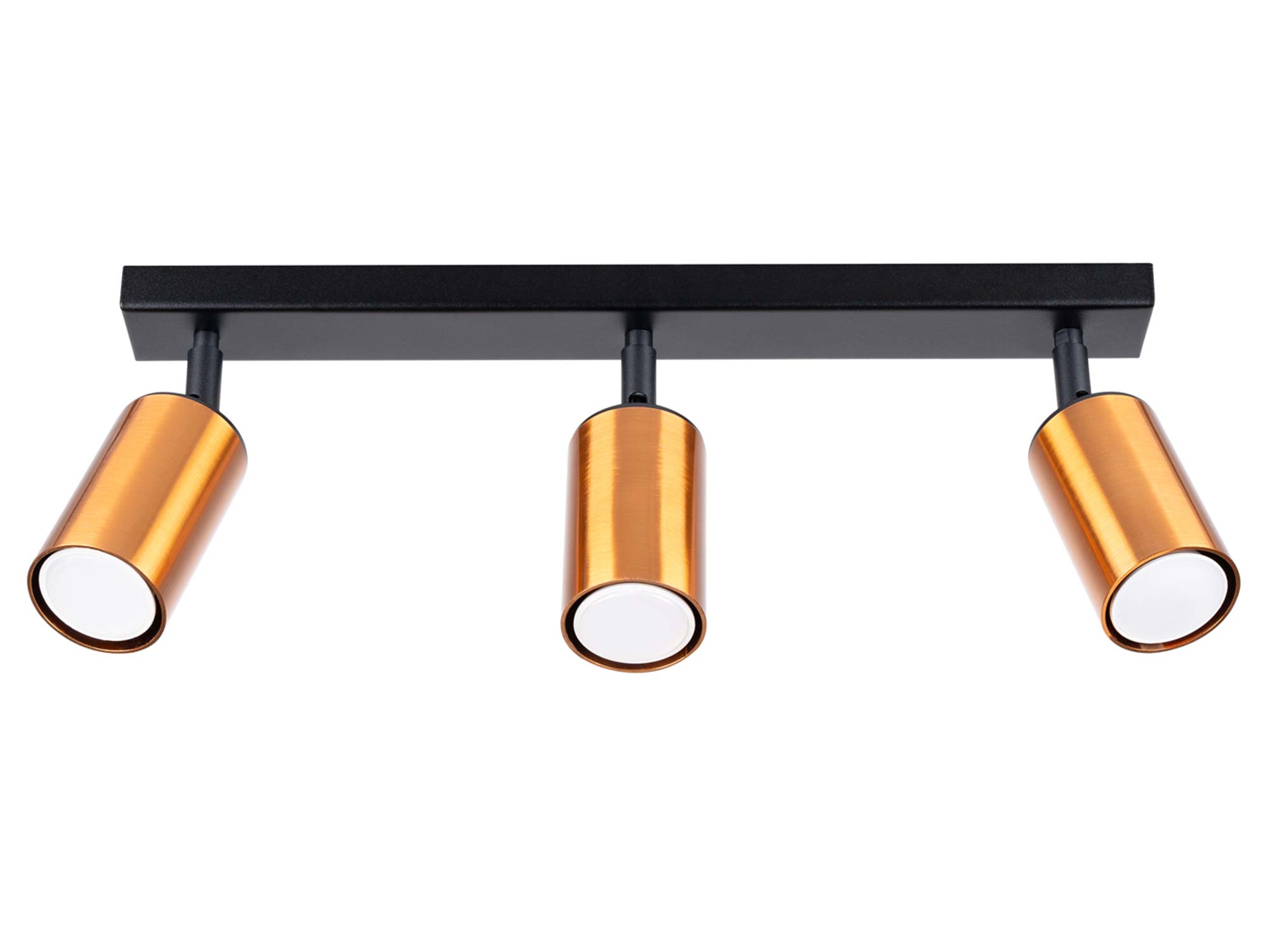 Listwa sufitowa czarna z trzema miedzianymi reflektorami regulowanymi