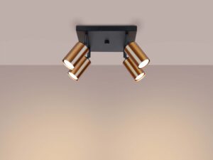 Miniaturka 2 - Plafon czteropunktowy czarno-miedziany świecący ciepłym światłem