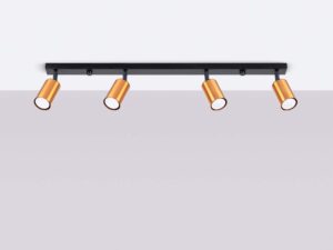 Miniaturka 1 - Plafon czteropunktowy czarno-złoty w aranżacji sufitu na szarym tle