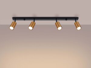 Miniaturka 2 - Plafon czteropunktowy czarno-złoty świecący ciepłym światłem