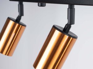 Miniaturka 5 - Detal dwóch złotych reflektorów cylindrycznych plafonu czarno-złotego zbliżenie