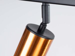 Miniaturka 8 - Detal przegubowego mocowania złotego reflektora plafonu czteropunktowego zbliżenie