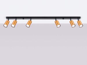 Miniaturka 1 - Plafon sześciopunktowy czarno-złoty w aranżacji sufitu na szarym tle