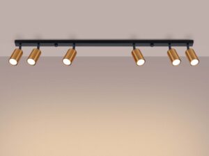 Miniaturka 2 - Plafon sześciopunktowy czarno-złoty świecący ciepłym światłem