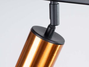 Miniaturka 8 - Detal przegubowego mocowania złotego reflektora plafonu sześciopunktowego zbliżenie