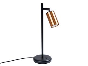 Miniaturka 8 - Lampa biurkowa czarna z miedzianym kloszem cylindrycznym na białym tle