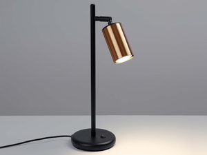 Miniaturka 2 - Włączona lampa biurkowa miedziana emitująca ciepłe światło