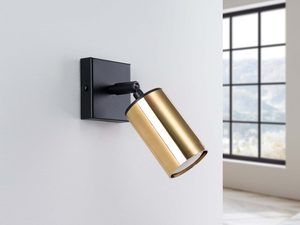 Miniaturka 2 - Czarno-złoty kinkiet z regulowanym reflektorem w aranżacji