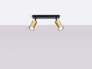 Miniaturka 1 - Plafon dwupunktowy czarno-złoty z cylindrycznymi reflektorami na szarym tle