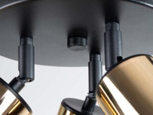 Miniaturka 5 - Detal złotego cylindrycznego reflektora plafonu sufitowego zbliżenie