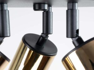 Miniaturka 4 - Schemat wymiarów plafonu sufitowego trójpunktowego czarno-złotego 19.5x3x10cm