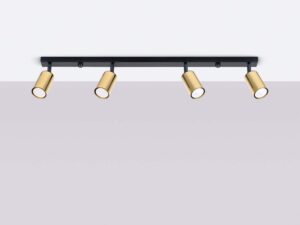 Miniaturka 1 - Wnętrze czarnej listwy montażowej plafonu czteropunktowego z okablowaniem