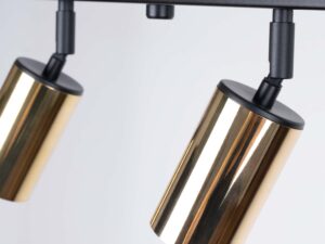 Miniaturka 5 - Detal złotego cylindrycznego reflektora plafonu sufitowego zbliżenie