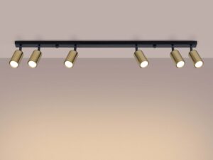 Miniaturka 2 - Plafon sześciopunktowy czarno-złoty świecący ciepłym światłem