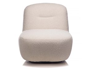 Miniaturka 5 - Kremowy fotel boucle obrotowy zaokrąglony nowoczesny frontalny