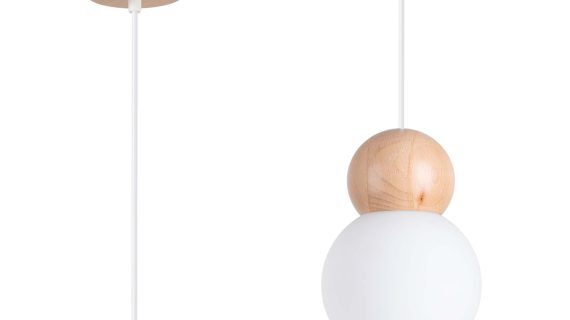 Miniaturka 1 - Lampa wisząca PEKTO 1 biała/naturalne drewno