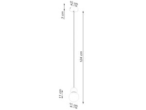 Miniaturka 9 - Schemat wymiarów lampy wiszącej z drewnianą kulą