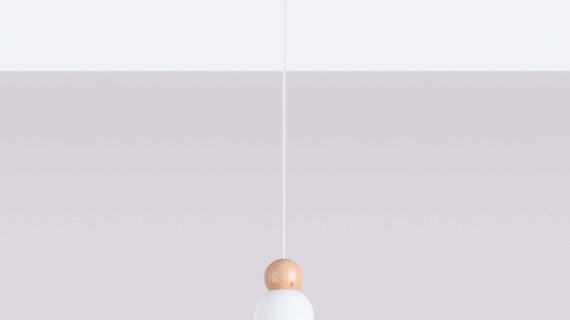 Miniaturka 2 - Lampa wisząca PEKTO 1 biała/naturalne drewno