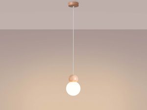 Miniaturka 3 - Lampa zwisająca z elementem drewnianym i świecącą białą kulą