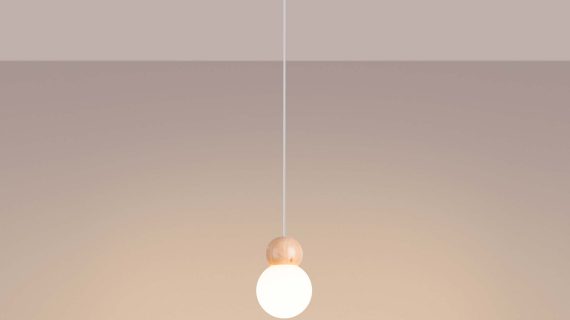 Miniaturka 3 - Lampa wisząca PEKTO 1 biała/naturalne drewno