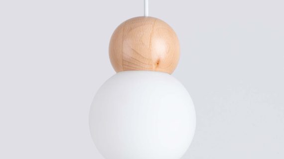 Miniaturka 4 - Lampa wisząca PEKTO 1 biała/naturalne drewno