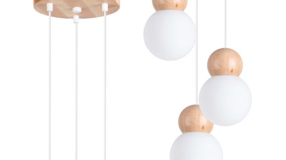Miniaturka 1 - Lampa wisząca PEKTO 3P biała/naturalne drewno