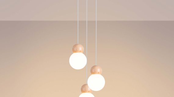 Miniaturka 3 - Lampa wisząca PEKTO 3P biała/naturalne drewno