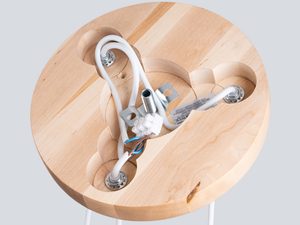 Miniaturka 7 - Drewniana podsufitka lampy z okablowaniem i mocowaniem sufitowym