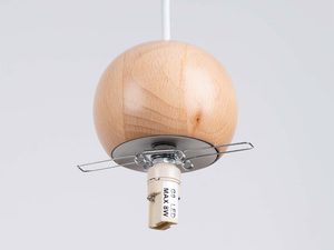 Miniaturka 8 - Detal drewnianej kuli lampy z gniazdem żarówki G9
