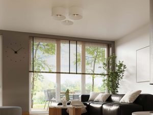 Miniaturka 9 - Potrójny plafon biały w aranżacji nowoczesnego salonu