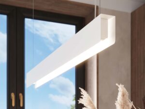 Miniaturka 17 - Lampa wisząca liniowa LED biała w aranżacji jadalni zbliżenie