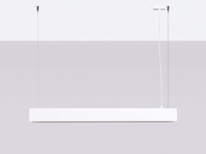 Miniaturka 2 - Biała lampa wisząca liniowa LED z kloszem prostokątnym na szarym tle