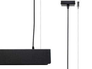 Miniaturka 1 - Czarna lampa wisząca liniowa LED z prostokątnym kloszem i podsufitką
