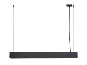 Miniaturka 18 - Lampa wisząca liniowa LED czarna z prostokątnym kloszem metalowym