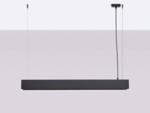 Miniaturka 2 - Czarna lampa wisząca liniowa LED z prostokątnym kloszem na szarym tle