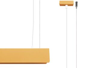 Miniaturka 1 - Musztardowa lampa wisząca liniowa LED z prostokątnym kloszem i podsufitką