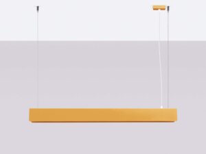 Miniaturka 2 - Musztardowa lampa wisząca liniowa LED z kloszem prostokątnym na szarym tle