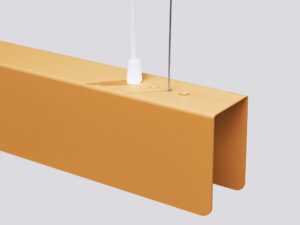 Miniaturka 8 - Detal mocowania klosza lampy liniowej LED musztardowej z przewodem i linką