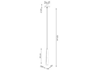 Miniaturka 12 - Schemat wymiarów lampy wiszącej białej z wąskim kloszem 34cm