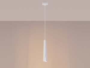 Miniaturka 3 - Lampa wisząca biała minimalistyczna ze świecącą żarówką ciepłe światło