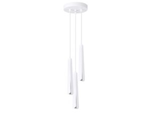 Miniaturka 17 - Lampa wisząca trójpunktowa biała z trzema płaskimi kaskadowymi kloszami na białym tle
