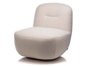 Miniaturka 1 - Fotel boucle kremowy obrotowy zaokrąglony nowoczesny perspektywa