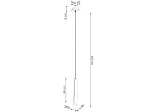 Miniaturka 11 - Schemat wymiarów lampy wiszącej czarnej z wąskim kloszem 34cm
